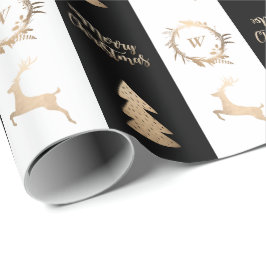 エレガント金ゴールド・メリー・クリスマス・モノグラム   ラッピングペーパー