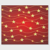 エレガント金ゴールド&レッドクリスマススターパターン ラッピングペーパー (フラット)