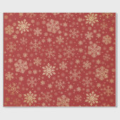 エレガント金ゴールド&レッドクリスマススノーフレークパターン ラッピングペーパー (フラット)