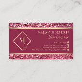 エレガント金ゴールド&レッドグリッターモダン 名刺 (裏面)