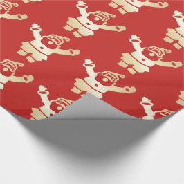 エレガント金ゴールド&レッドサンタクロースのクリスマスパターン ラッピングペーパー