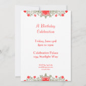 エレガント金ゴールド&レッドフローラアーカスタムト招待状 招待状 (裏面)