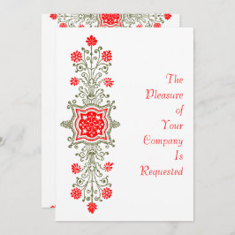 エレガント金ゴールド&レッドフローラアーカスタムト招待状 招待状