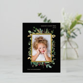 エレガント金ゴールド |写真付き黒 箔シーズンポストカード (立ち正面)