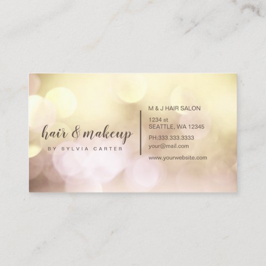 エレガント金ゴールド《写真》ぼけ味フェミニン美容師サロン 名刺 (裏面)