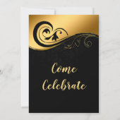 エレガント金ゴールド 招待状 (裏面)