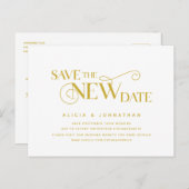 エレガント金ゴールド、救新しい日付、延期 ポストカード (正面/裏面)