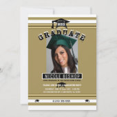 エレガント金ゴールド&白写真卒業パーティー 招待状 (正面)