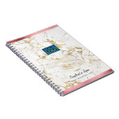 エレガント金ゴールド/白大理石、バラ金ゴールドバーBus.Name ノートブック (右側)