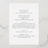 エレガント金ゴールド/白黒タイポグラフィ結婚 箔招待状 (裏面)