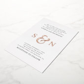 エレガント金ゴールド/白黒タイポグラフィ結婚 箔招待状 (回転した状態)