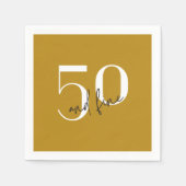 エレガント金ゴールド |第50誕生日紙ナプキン スタンダードカクテルナプキン (正面)
