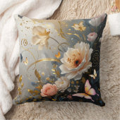 エレガント金ゴールド、花を投げるピンク クッション (ブランケット)