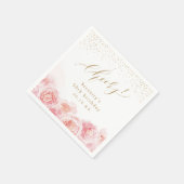 エレガント金ゴールド&赤面フローラ応援誕生日 スタンダードカクテルナプキン (角)