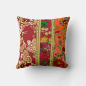 エレガント金ゴールド、赤、オレンジの花模様装飾用クッション クッション (裏面)