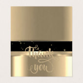 エレガント金ゴールド、黒グリッターサンキューカード 名刺 (外部フラット)