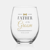 エレガント金ゴールド&黒モダン新郎の父 ステムなしワイングラス (正面)