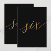エレガント金ゴールド&黒書道表ナンバー6 招待状 (正面/裏面)