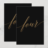 エレガント金ゴールド&黒書道表四番 招待状 (正面/裏面)