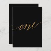 エレガント金ゴールド&黒書道表番号1 招待状 (正面/裏面)