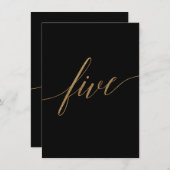 エレガント金ゴールド&黒書道表5番 招待状 (正面/裏面)
