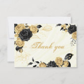 エレガント金ゴールド&黒花植物園 サンキューカード (正面)