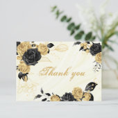 エレガント金ゴールド&黒花植物園 サンキューカード (スタンド正面)
