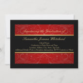 エレガント金ゴールド/黒/赤スワール大学の卒業 招待状 (裏面)