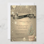 エレガント金ゴールド、PineTree Companyクリスマス 招待状 (正面)