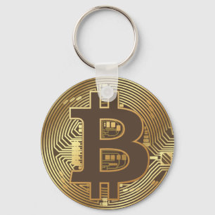 エレガント金ゴールドBitcoin通貨アイコン キーホルダー