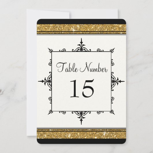 エレガント金ゴールドnブラックヴィンテージスクリプトタイポグラフィ 招待状 (裏面)