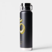 エレガント金ゴールドOM記号 | サンスクリットスピリチュアルブラック ウォーターボトル (背面)