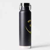 エレガント金ゴールドOM記号 | サンスクリットスピリチュアルブラック ウォーターボトル (正面)
