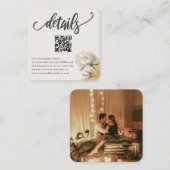 エレガント金ゴールドPeony QR結婚の詳細 エンクロージャーカード (正面/裏面)