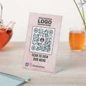 エレガント金ゴールドQRコードのメニュー記号:表連絡あり 台座サイン (インサイチュ)