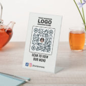 エレガント金ゴールドQRコードのメニュー記号：表連絡あり 台座サイン (インサイチュ)