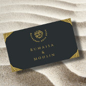 エレガント金ゴールドQRコードRSVPイスラム結婚のウェブサイト エンクロージャーカード