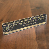 エレガント金ゴールドwブラックとはかりで測司法弁護士 デスクネームプレート (側面)