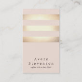 エレガント金フェイク箔ストライプの薄モダンピンク 名刺 (正面)