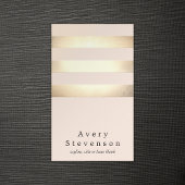 エレガント金フェイク箔ストライプの薄モダンピンク 名刺