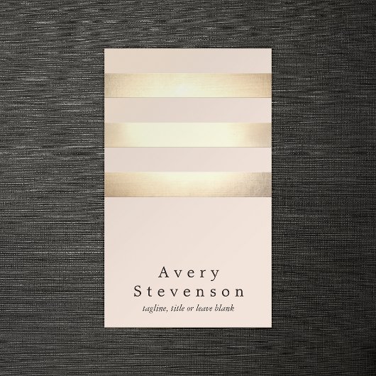 エレガント金フェイク箔ストライプの薄モダンピンク 名刺