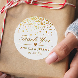 エレガント金フェイク箔紙吹雪結婚の感謝 ラウンドシール