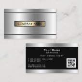 エレガント金属銀と金ゴールド  名刺 (正面/裏面)