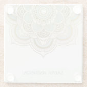 エレガント金箔ティール（緑がかった色）ターコイズ ガラスコースター (裏面)