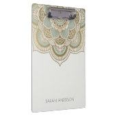 エレガント金箔ティール(緑がかった色)ターコイズ クリップボード (右)