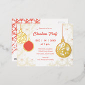 エレガント金箔フェスティバルオーナメントクリスマスパーティー 箔招待状ポストカード (正面/裏面)