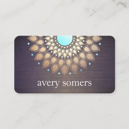 エレガント金箔曼荼羅華美木目 名刺 (正面)