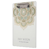 エレガント金華美箔ティール(緑がかった色)ターコイズ曼荼羅 クリップボード (左)