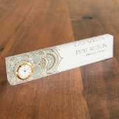 エレガント金華美箔ティール(緑がかった色)ターコイズ曼荼羅 デスクネームプレート (側面)