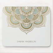 エレガント金華美箔ティール（緑がかった色）ターコイズ曼荼羅 マウスパッド (正面)